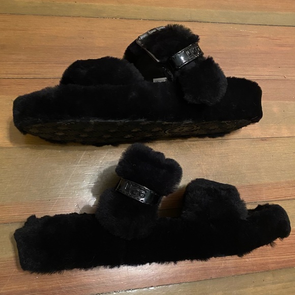 UGG Fuzz Yeah Slides Black Sz 8 - Picture 3 of 5